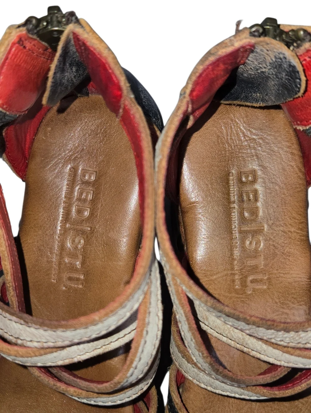 Bed Stu Antonelli Nectar Lux Distressed Leather Wooden Platform Sandals